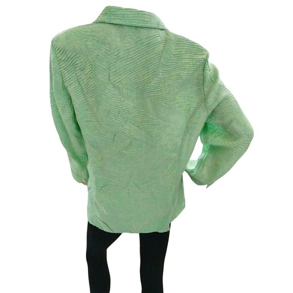 Scott Taylor Plus Size XL Top Button-Up Mint Green Textured Long Sleeve Collared - Picture 6 of 8